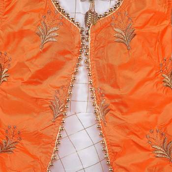 Orange Art Silk stitched    dress 3