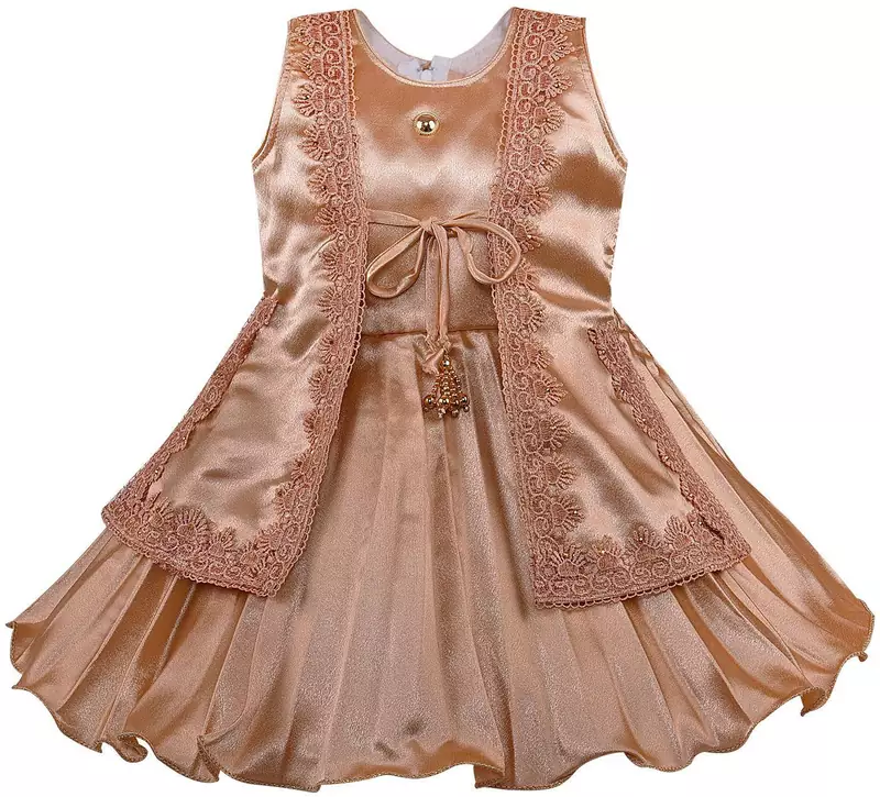 Beige satin stitched    dress