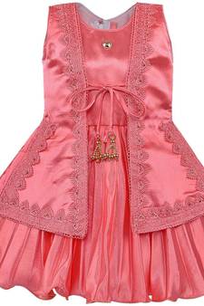 Pink satin stitched    dress