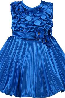 blue satin stitched    dress