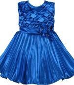 blue satin stitched    dress