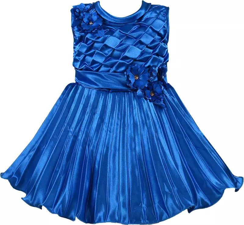 blue satin stitched    dress