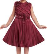 Maroon satin stitched    dress