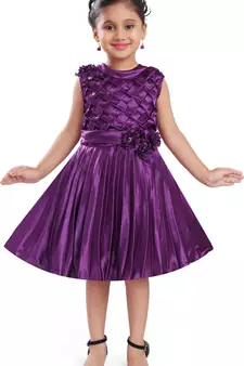 Purple satin stitched    dress
