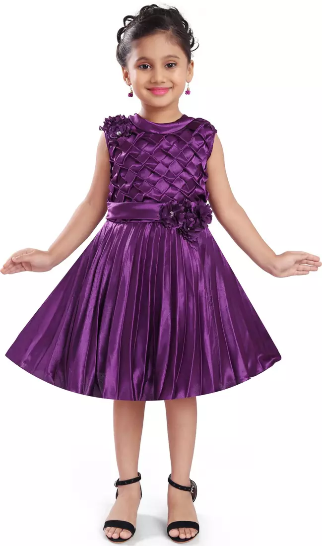 Purple satin stitched    dress