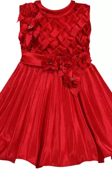 Red satin stitched    dress