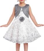 White satin stitched    dress