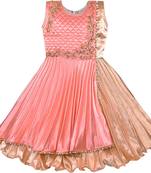 Orange satin stitched    dress