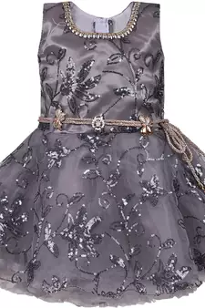 Grey Net stitched    dress