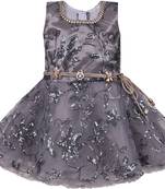 Grey Net stitched    dress