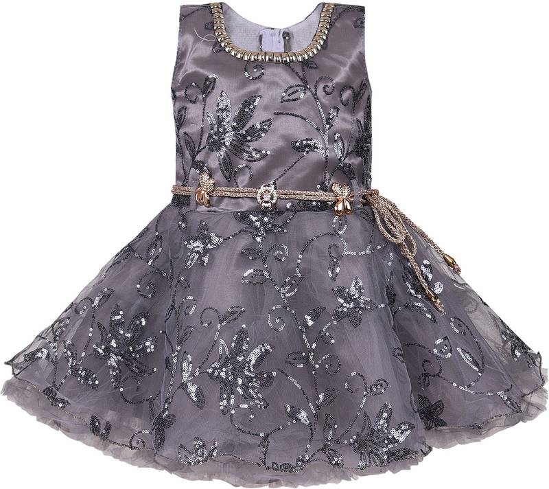 Grey Net stitched    dress