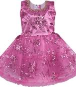 Pink Net stitched    dress