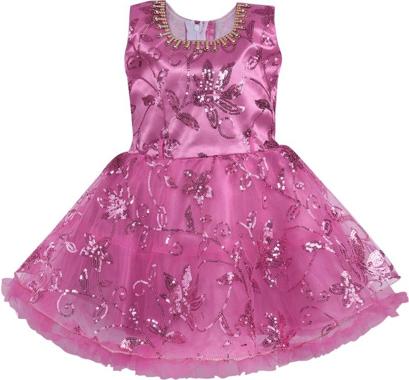 Pink Net stitched    dress