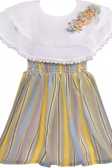 Yellow Georgette stitched    dress