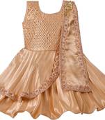 Beige satin stitched    dress