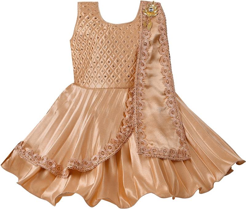 Beige satin stitched    dress