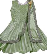 Green satin stitched    dress
