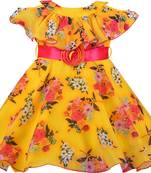 Yellow Georgette stitched    dress