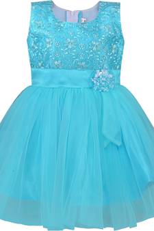 blue Net stitched    dress