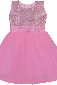 Pink Net stitched    dress
