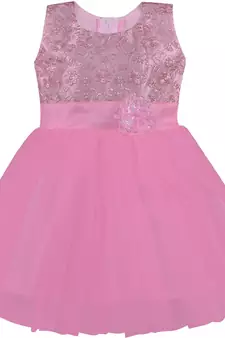 Pink Net stitched    dress