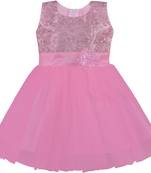 Pink Net stitched    dress