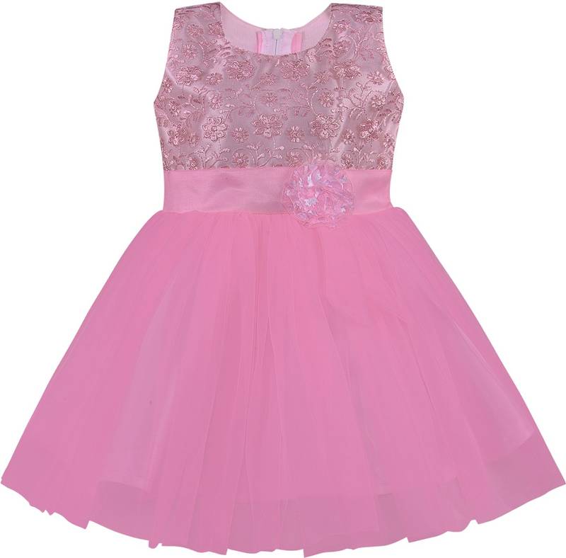 Pink Net stitched    dress