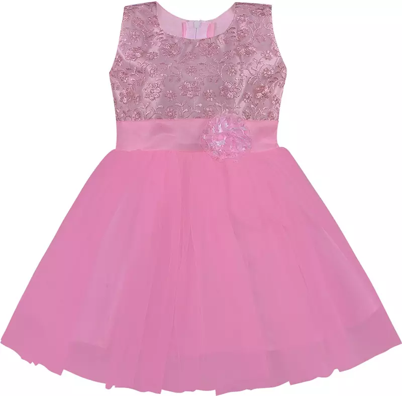 Pink Net stitched    dress