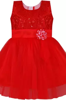 Red Net stitched    dress