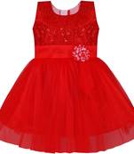 Red Net stitched    dress