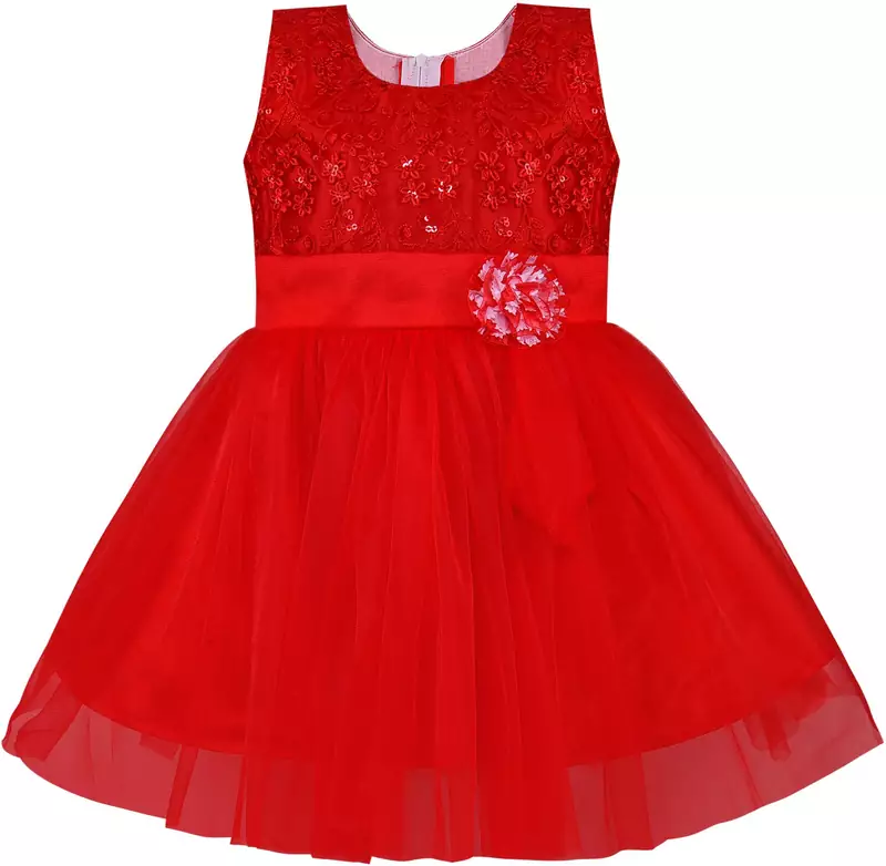 Red Net stitched    dress
