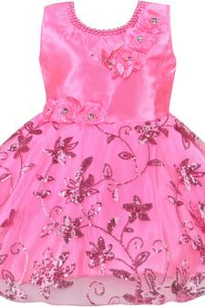 Pink Net stitched    dress