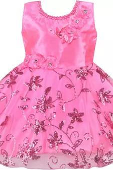 Pink Net stitched    dress