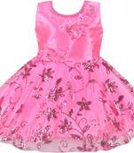 Pink Net stitched    dress