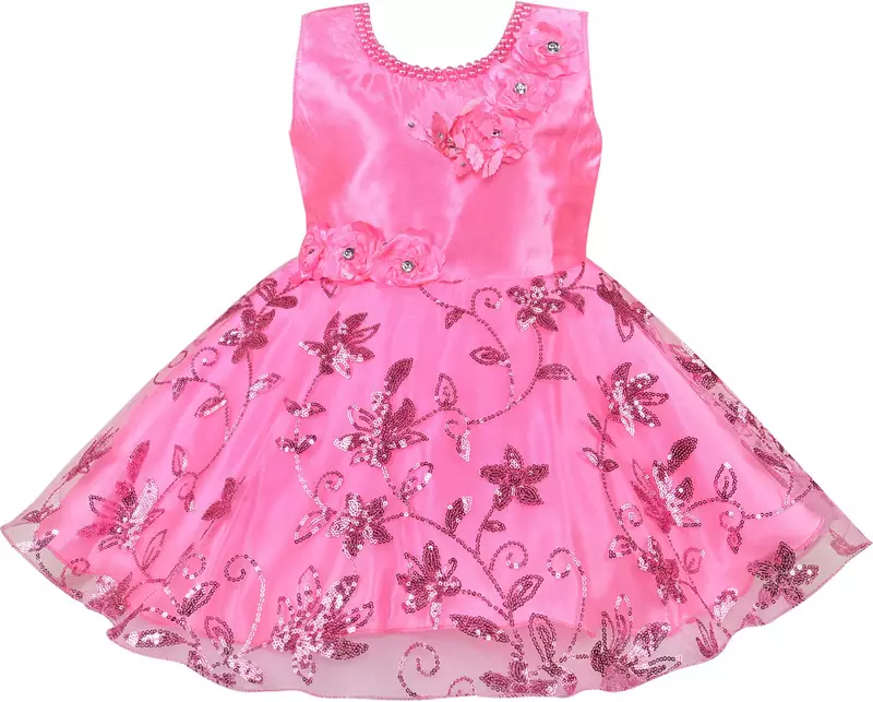 Pink Net stitched    dress