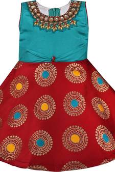 Maroon Silk stitched    dress