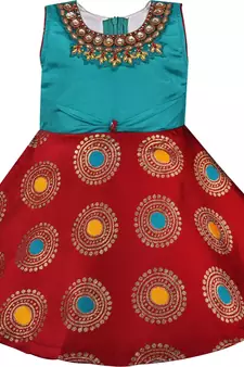 Maroon Silk stitched    dress