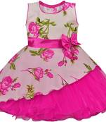 Pink Net stitched    dress