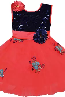 Red Net stitched    dress