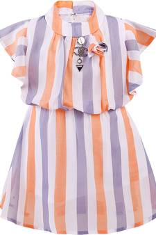 Orange Georgette stitched    dress