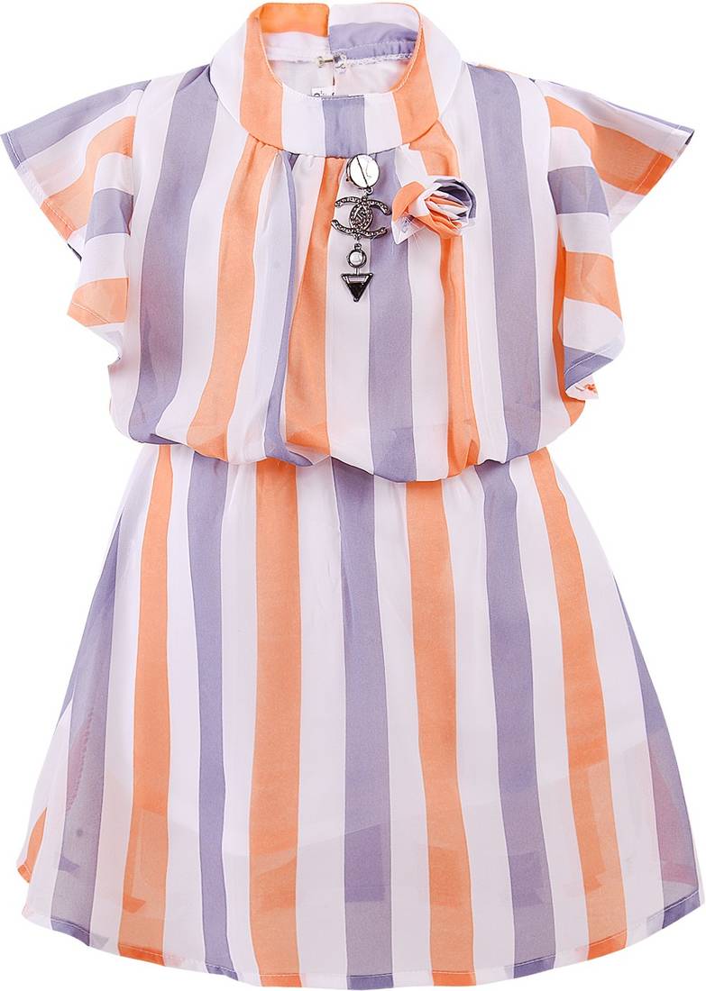 Orange Georgette stitched    dress