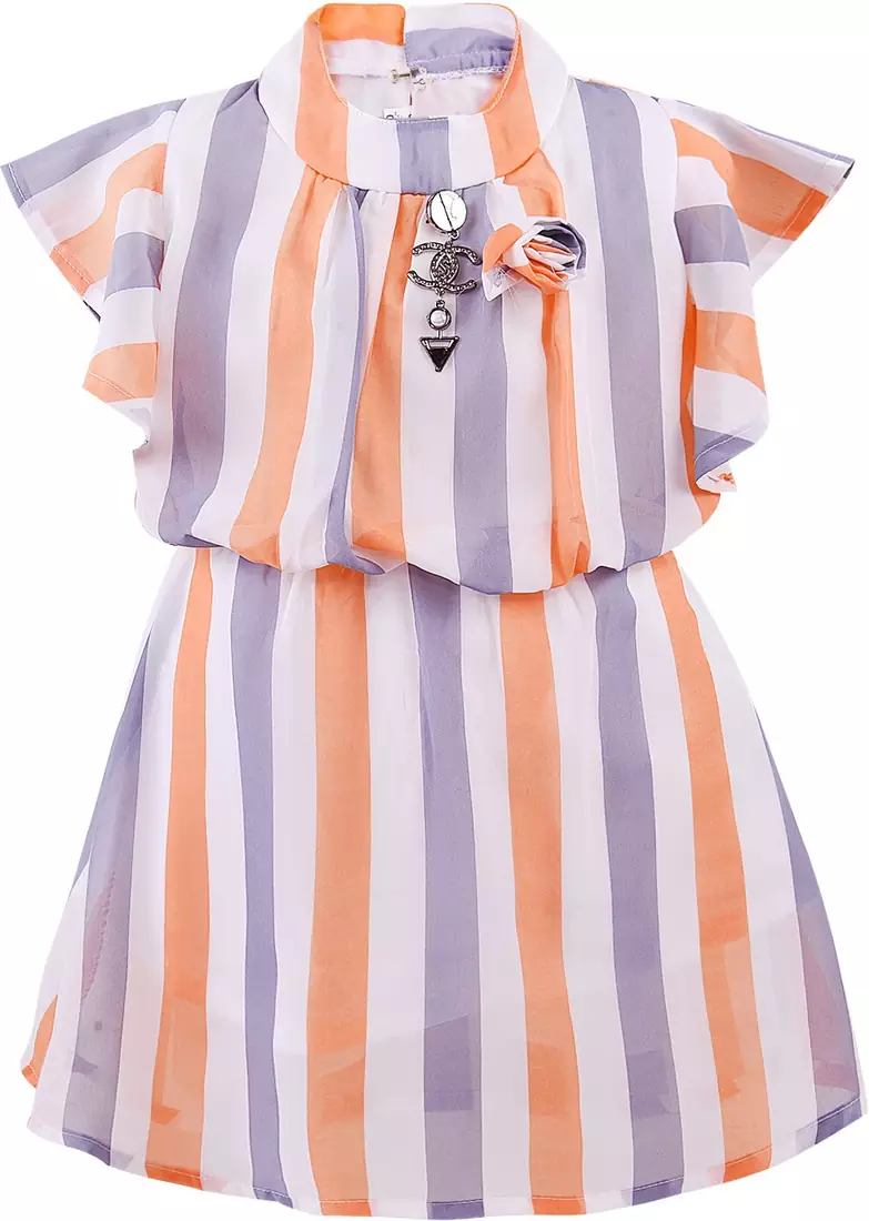 Orange Georgette stitched    dress