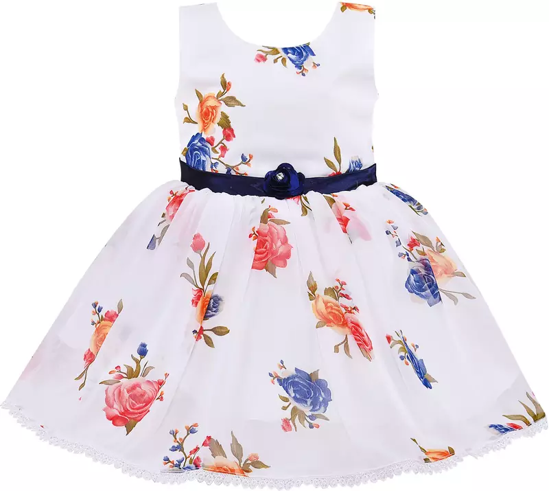White Georgette stitched    dress