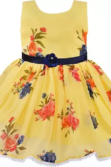 Yellow Georgette stitched    dress