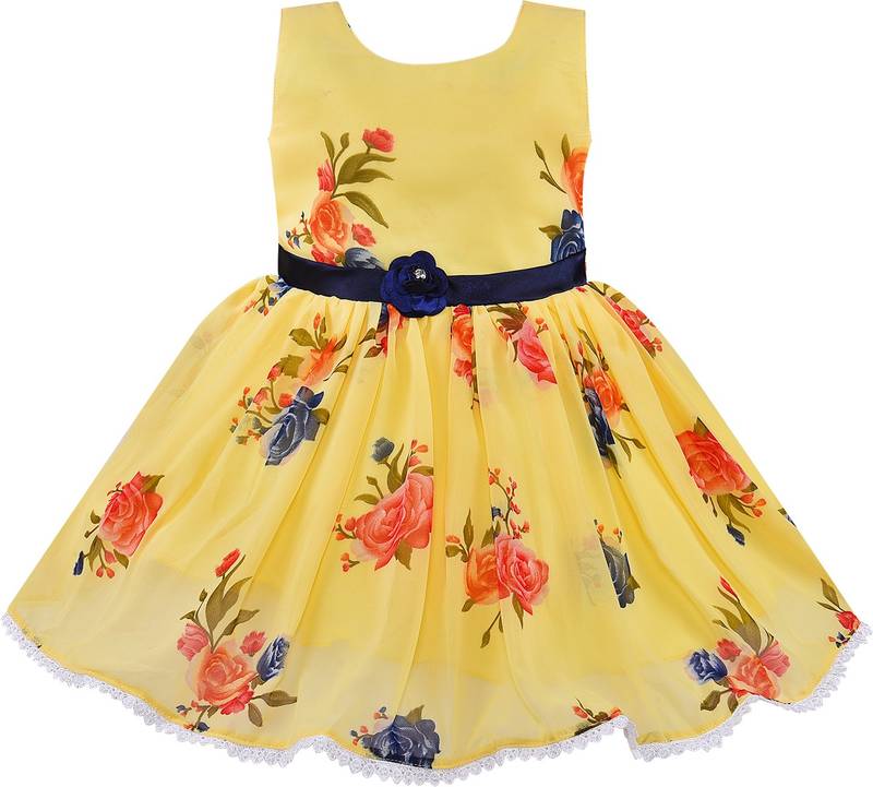 Yellow Georgette stitched    dress