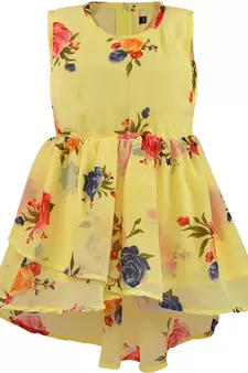 Yellow Georgette stitched    dress