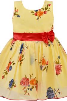 Yellow Georgette stitched    dress