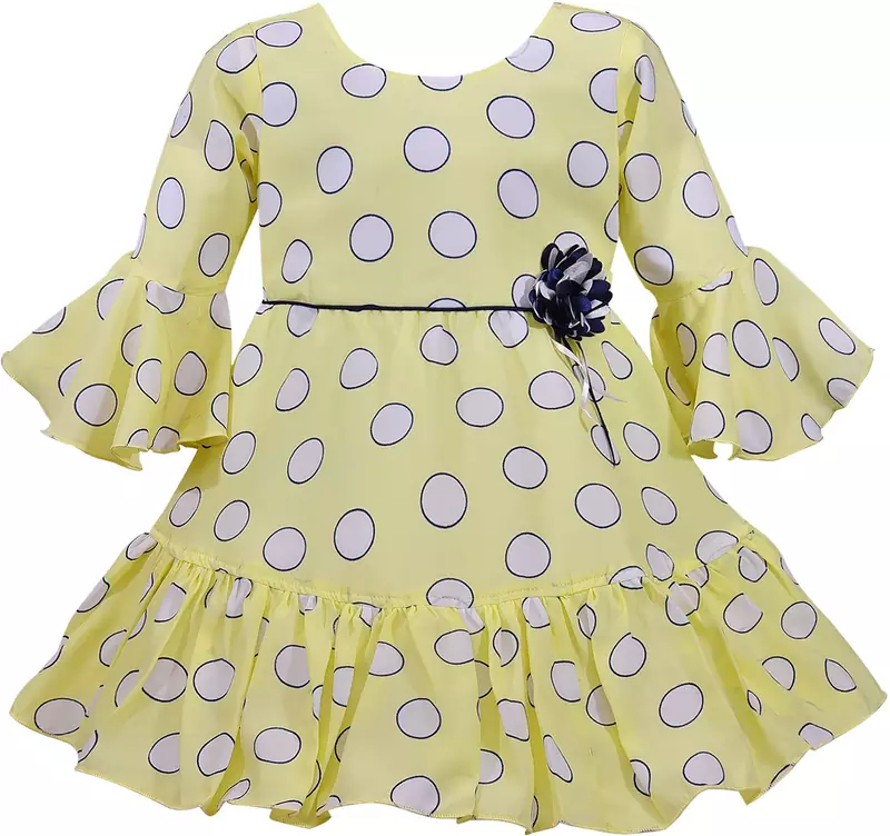 Yellow Georgette stitched    dress