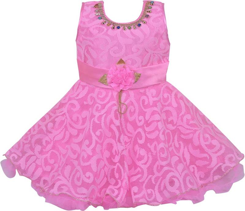 Pink Net stitched    dress