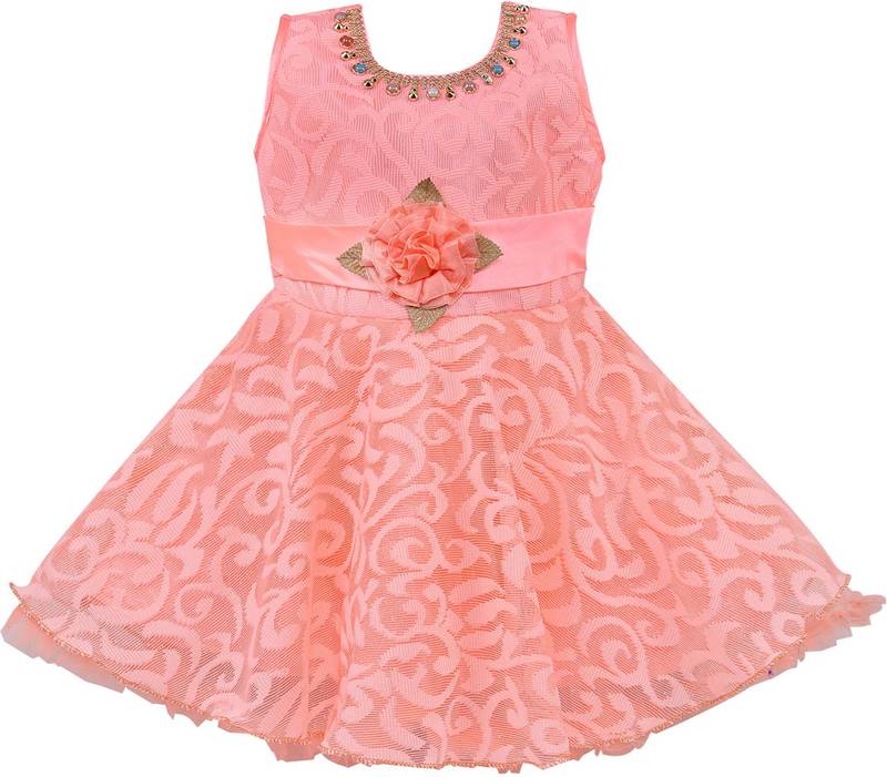 Orange Net stitched    dress